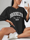 Kadın Brooklyn New York Baskılı Oversize Tshirt