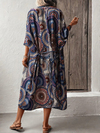 Kadın Kısa Kollu önü Açık Belden Kuşaklı Uzun Kimono
