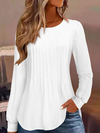 Kadın Uzun Kollu Yuvarlak Yaka Nervürlü Bluz