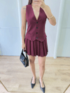Takım Görünümlu Yelekli Mini Elbise- Bordo