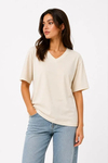 V Yaka Basic Tişört Kısa Kol Yazlık Regular Fit T-Shirt - Bej
