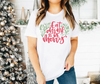 Yılbaşı Noel Baskılı Kısa Kollu Oversize Bisiklet Yaka T-shirt - Beyaz