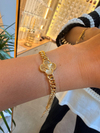 Gold Lazer Kesim Yonca Modeli Bileklik
