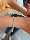 Gold Yonca Modeli - Beyaz Taşlı