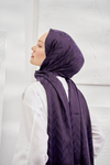 Armanda Jakarlı Şal - Zigzag Desenli - Mürdüm