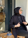 Armanda Jakarlı Şal - Zigzag Desenli - Siyah