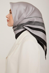 Armine İpek Eşarp 2023 Kış 8811-32 Siyah Gri Twill