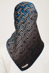 Armine İpek Eşarp 2024 Kış - 9011-22 Siyah Mavi Twill