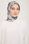 Armine İpek Eşarp 2024 Yaz - 9157-53 Gri Lacivert Twill