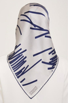 Armine İpek Eşarp 2024 Yaz - 9157-53 Gri Lacivert Twill