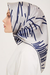 Armine İpek Eşarp 2024 Yaz - 9157-53 Gri Lacivert Twill