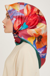 Armine İpek Eşarp 2025 Kış - 9205-57 Yeşil Bordo Twill