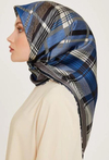 Armine İpek Eşarp 2025 Kış - 9223-33 Lacivert Krem Twill