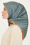 Armine İpek Eşarp 2025 Kış - 9226-35 Mavi Kahve Twill