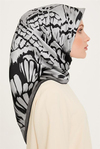 Armine İpek Eşarp 2025 Kış - 9256-39 Siyah Gri Twill