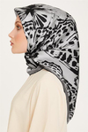 Armine İpek Eşarp 2025 Kış - 9256-39 Siyah Gri Twill