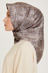 Armine İpek Eşarp 2025 Kış - 9259-83 Gri Sarı Twill