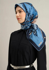 Armine İpek Eşarp 2025 Yaz - 9337-81 Lacivert Mavi Twill