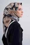 Armine İpek Eşarp 2026 Kış - 9403-84 Siyah Gri Vizon Sura