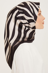 Armine İpek Eşarp Nostalji - 8274-01 Siyah Krem Zebra Sura