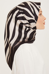 Armine İpek Eşarp Nostalji - 8274-01 Siyah Krem Zebra Twill