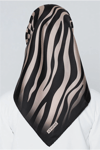 Armine İpek Eşarp Nostalji - 8274-02 Siyah Vizon Zebra Twill