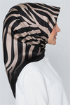 Armine İpek Eşarp Nostalji - 8274-02 Siyah Vizon Zebra Sura
