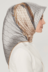 Armine İpek Eşarp Nostalji - 8519-39 Gri Sarı Twill
