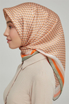 Armine İpek Eşarp Nostalji - 8634-42 Turuncu Yeşil Twill