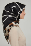 Armine İpek Eşarp Nostalji - 8653-20 Siyah Bej Twill