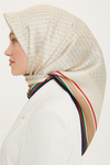 Armine İpek Eşarp Nostalji - 8724-04 Krem Lacivert Twill