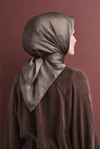 Armine Jakarlı İpek Eşarp 2027 Kış - 9647-89 Koyu Vizon