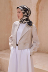 Belli Twill İpek Eşarp - 4123-30 Siyah Ekru