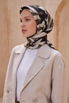 Belli Twill İpek Eşarp - 4123-30 Siyah Ekru