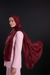 Imannoor Floş Pamuk Şal - Güneş Doğarken Shiny - Bordo