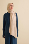 Imannoor Naia Şal - Dama Desenli - Antik Bej