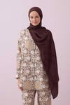 Imannoor Naia Şal - Dama Desenli - Kahve