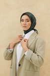 Silk Home Desenli Shiny Eşarp - 8647 - Haki