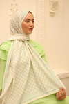 Silk Home Olinda Şal - 49005 - 12 Krem Biskay Yeşili