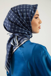 Silk Home Twill İpek Eşarp - 11393-05 Lacivert Ekru