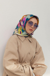 Silk Home Twill İpek Eşarp - 11410-17 Gri Fuşya Oranj