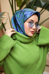 Silk Home Twill İpek Eşarp - 11419-02 Yeşil Mavi Mor