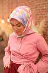 Silk Home Twill İpek Eşarp - 11439-14 Pembe Mavi