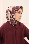 Silk Home Twill İpek Eşarp - 11462-02 Bordo Bej