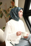 Silk Home Twill İpek Eşarp - 11468-27 Metalik Mavi