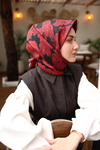 Silk Home Twill İpek Eşarp - 11468-31 Siyah Kırmızı