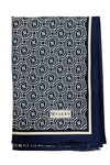 Vakko Twill İpek Şal - Helezon Monogram - Lacivert Krem