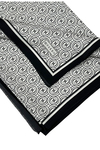 Vakko Twill İpek Şal - Yeni Monogram - Beyaz Siyah