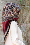 Vissona Twill İpek Eşarp - 17376 - 0018-0001 Bordo Siyah