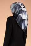 Vissona Twill İpek Eşarp - 61015 - 0028-0001 Gri Siyah